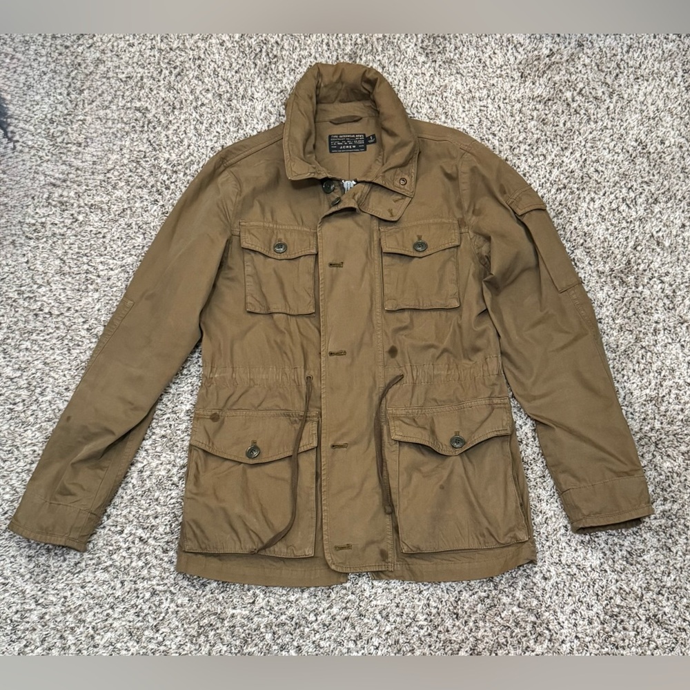 J.Crew Men’s Military Field Jacket Olive Size Small Cotton Zip Hood